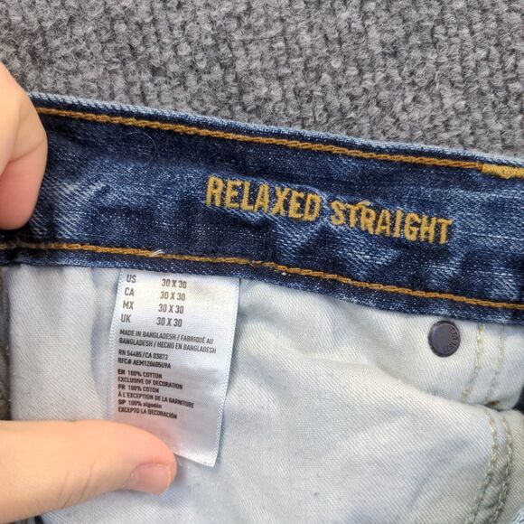 American Eagle Men's Jeans Blue 30x30 Relaxed Straight Fit Denim 5 Pockets - Picture 11 of 13